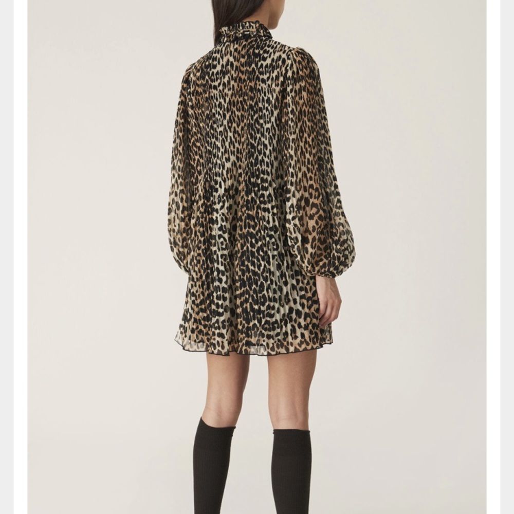 SOLD***GANNI Pleated Georgette Mini Dress - Picture 2 of 5
